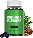 Candida Cleanse, Candida and Detox Support Gummies, 10-in-1 Advanced Formule with Black Walnut, PAU D'Arco & Wormwood, Non-GMO 60 Gummies