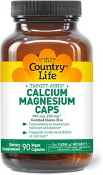 Krajina Život Target-Mins kalcium Magnézium Complex - 1000 mg vápnika, 500 mg horčíka, Gluten-Free doplnok pre zdravie kostí