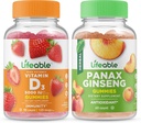 Životaschopný vitamín D 5000 IU + Panax ženšen, Gummy Bundle - veľké ochutnávky, vitamínové doplnky, bez lepidla, bez GMO, žuvacia guma