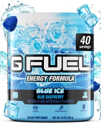 G Fuel Blue Ice Energy Drink Powder, Pre Cvičenie kofeín Mix pre Herné, bez cukru Focus Amino, Vitamín + Antioxidanty, 9.9oz (Modrá malina, 40 Servings)