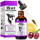 Pes Multivitamín,15 v 1 pes Multivitamínové Liquid Drops Doplnky, Pes Vitamíny pre zdravie srdca, kosti, kĺbu, kože a plášťa, močový mechúr, imunitný systém podpora 60ml