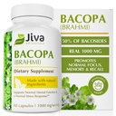 Jiva Botanicals Bacopa Monnieri Supplement Pure 1000mg per Serving - High Potency Bacopa Monnieri (Brahmi) & Extract for Normal Brain, Focus, & Memory Support - Ayurvedic Herbs - 60 Kapsule