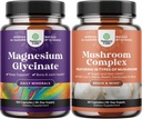 Bundle of Magnézium Glycinate Kapsule Minerálne a nootropný mozog Focus Mushrom - Immune Support Bone Health Podpora nálady - 10X Hubová zmes pre rovnováhu cukru a duševné zameranie