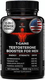 Anabolické Booster & Muscle Builder, T-GAINS Testosterón doplnok pre mužov, TRT Test Booster & Estrogen Blocker, HGH doplnky pre mužov - Tongkat Ali Fadogia Agrestis pre rast svalov, 120 Caps