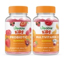 Životaschopné probiotické 2 miliardy CFU Deti + multivitamínové deti, Gummy Bundle - veľké ochutnávky, vitamínové doplnky, bez lepku, bez GMO, Žuvacia Gummy
