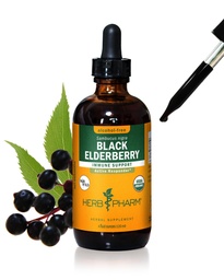 Herb Pharm Certified Organic Black Elderberry Liquid Extract for Immune System Support, alkohol-free Glycerit, 4 Ounce