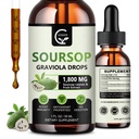 (2 balenia) Soursop Graviola Tekuté kvapky 1800mg, 98% Absorpcia Soursop bitters Liquid pre podporu buniek a regeneráciu, Immune Boost, Relax, Pečeň a spánok, Bylinné dobroty, Gluten Free, 1 Fl Oz