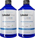 Koloidné striebro Tekutina - 12 PPM Premium Silver Solution, 60 MCG per Serving, All Natural, Vegan Immune System Support, Ionic Silver Water Daily Mineral Supplement (2-16 Fl oz Fľaše)