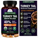 CANCER VEDY Turecko chvost Wellness Huby Supplement, USDA Certified Organic Extract, Extra Strength 1,500 mg, High Potency 40% Beta-Glucans, Gut & Immune Support, Natural Digestive, 120 Kapsule