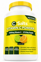 C-Salty vitamín C prášok doplnok - 100% čistá vysoká dávka pufrovaný vitamín C prášok na imunitnú podporu - organické, bez cukru, vegán, non-GMO, Žalúdok-Priateľne, citrónová vápno 26oz