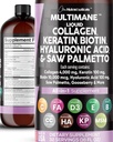 Clean Nutraceuticals Liquid Collagen 4000mg Biotin 10000mcg Keratín 100mg Saw Kyselina palmetto Hyalurónová 100mg - Vlasy Skin & Nails Vitamíny & DHT Bloker s vitamínom D3 MSM 50mg Vyrobené v USA - 16 Fl. Oz