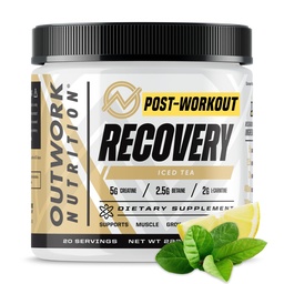 Outwork Nutrition Post Workout Recovery Powder - Kreatín monohydrát, KSM-66 Ashwagandha & Tart Cherry - Rýchlosť zotavenie, ľahkosť - Kreatín Powder pre mužov a ženy, ľadový čaj, 240 Gr