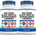Morské machy Čierne semeno olej Ashwagandha Turmerica Bladderwrack Burdock - s Manuka, med púpava, ACV Black Pepper Gluten Free - 2-Pack