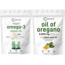 Micro Ingredients Oregano Softgels 300 Gróf & Vegan Omega 3 Algae Oil Supplement Bundle 2 Pack 