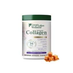 Veľké jazerá Wellness Movement Boost Advanced Collagen Peptidy Powder with MSM, Hyaluronic Acid, Vitamin C - Joint Mobility & Comfort - Caramel Ochutené - Non-GMO, Keto, Kosher - 8 oz