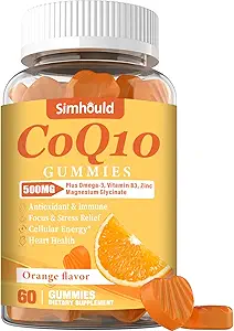 1 balenie CoQ10 500MG Gummy - Plus Omega-3, horčík, vitamín B3 a zinok - 3X lepšia absorpcia Koenzým Q10 doplnky pre zdravie srdca, celulárna energia a antioxidant, non-GMO 60 Počet