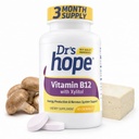Vitamín B12 1000 Mcg, B12 Vitamíny 1000 Mcg Pomoc na zvýšenie metabolizmu, výroby energie a podpory nervového systému, 90 žuvacie tablety - 1 tableta na obsluhu, non-GMO a bez lepidla