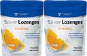Silver Lozenges s vitamínom C - Premium Nano Silver 60 PPM Koloidné striebro, organický med a vitamín C Minerálne kvapky na podporu imunitného systému, Soothe Cough & Throat - balenie po 2