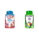 Vitafusion Fiber Well Sugar Free Fiber Supplement & Vitamin D3 Gummy Vitamíny pre kosti a imunitný systém Podpora, Peach, Blackberry a jahody Ochutené, 50 mcg Vitamín D, 75 Day Supply, 150 Počet