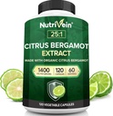 Nutrivein Premium Citrus Bergamot Supplement 1400mg 25:1 Bergamia Extract - 60 Day Supply (120 Capsules): Powerful Italian Citrus Bergamot 1400 mg+ High Concentration - Heart and Circulatory System