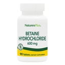 NaturesPlus Betaine HCl (Hydrochlorid) - 600 mg, 90 tabliet - Digestívna podpora Supplement, Odozva Príznaky príležitostného pálenia záhy a poruchy trávenia - Hypoalergénne, Gluten-free - 90 Servisov