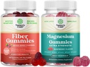 Bundle of Fiber Gummies - Cigarety Root Supplement with Prebiotic Support for Gut & Digestive Health and Magnestic Gummies - Relaxačné horčík Citrate - Malinová Ochutené pre telo a myseľ Relaxácia