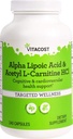 Vitacost Alpha Kyselina lipová & Acetyl L-karnitín HCl -- 1 600 mg v porcii - 240 kapsúl podľa Vitacost značky