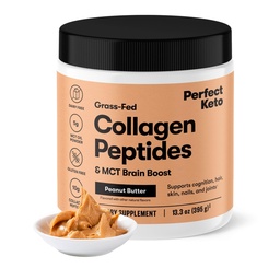 Perfect Keto Collagen Peptides Protein Powder with MCT Oil, Hydrolyzed Collagen, Typ I & III Supplement, Gluten Free Grass Fed, Low Carb, Keto Coffee Creamer, Collagen for Women & Men, Arašidové maslo