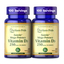 Puritan's Pride Premium SunviteTM Mega-Potencie Vitamín D3 10 000 IU, Dietary Supplement for Healthy Bones, Zuby, and Immune System Support, 100 Rýchle uvoľnenie Softgels