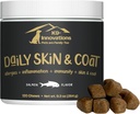 K9-Inovácie - Denné kože a kozí pes Žuvačky Salmon Flavor - Znížiť svrbenie a laba Chewing, Omega 3 & VIT C pre zdravie pokožky - 1-4 Mesiac dodávky (120qty)