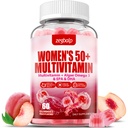Ženy bez cukru Multivitamín 50 Plus Gumičky s vápnikom, horčíkom, zinkom, vitamínom A, C, D3, E, K2, B komplex, folát, biotín - Multivitamíny a minerály pre pokožku, Energia, Imunitná podpora