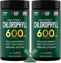 Alpha Flow [2 Balenie] Chlorofyl Kapsule 600 mg - Chlorofyl Supplement for Energy & Skin - Interný dezodorant pre ženy a mužov - Alternatíva k tekutým kvapkám - 240 Vegan Pills