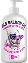 Wild Aljašský lososový olej pre psy a mačky - Pure Fish Omega 3 6 9 Liquid EPA DHA Mastné kyseliny - Skin & Coat Supplement - Podpora Spoločné funkcie, mozog, oči, immune & Heart Health - Made in USA 8 oz