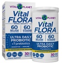 Vital Planet - Vital Flora Ultra Daily Probiotic 60 miliárd CFU, 60 rôznych kmeňov, 7 organických prebiotík, Imunitná podpora, Tráviace zdravie Stabilné probiotiká pre ženy a mužov 30 Kapsule