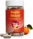 Fungimenty Super Shield - Huba Supplement - Chaga, Maitake, Reishi, Shiitake, a Turecko chvostové huby, vitamín C, zinok, čierna baza, Antioxidanty - Imunitná podpora (60 kapsúl)