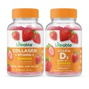 Životaschopný kolagén a vitamín C + vitamín D 5000 IU, Gummy Bundle - veľké ochutnávky, vitamínové doplnky, bez lepidla, bez GMO, žuvacia guma