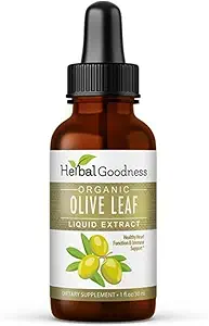 Bylinné dobroty Olive Leaf Extract Liquid 1oz - pre Immune Boost, Cadiovaskulárna podpora, kognitívne pohody, zlepšenie zdravia pokožky a trávivé pohodlie s antioxidantmi - 1 fľaša