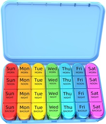 Odaro Weekly pilulka Organizátor 4 časy denne, denné pilulky box 7 deň, veľké cestovné pilulky prípad s 28 oddelením držať medicínu, vitamín a doplnok - modrý prípad