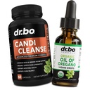 Candi Cleanse & Oregano Oil Drops - Extra sila Probiotický komplex Čistič a organické kvapaliny - prírodné orálne bylinné kaprylové kyseliny Kapsule a olej Oregano Drops Tinktúra extrakt