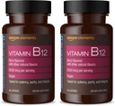 Amazon Elements Vitamín B12 Metylkobalamín 5000 mcg - Normal Energy Production and Metabolisation, Immune System Support - 2 mesiace dodávky, Berry Ochutené Lozenges, 65 Počet (Stock of 2)