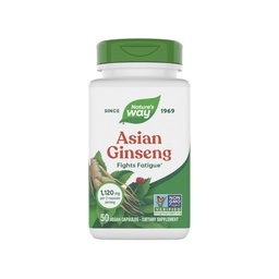 Nature's Way Asian Ginseng, Fights Function*, 1,120mg per 2-capsule Serving, non-GMO Project Overené, Vegan, 50 Kapsule (Backaging May Vary)