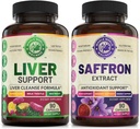 Pečeň Cleanse Detox opravy Formula a Pure Saffron Extract Bundle (jedna fľaša každý). Podporuje zdravie pečene, zvýšenie energie, nálada, metabolická funkcia. USA Made.