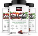 FORCE FACTOR Collagen Podpora superpotravín, Vegan Collagen Booster pre ženy, s biotínom, kyselina hyalurónová, a vitamín C, pre vlasy, koža, nechty, & Spoločná podpora, tropické ovocie, 180 mäkké žuvačky, 3-Pack