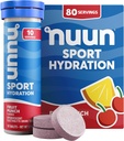 Nuun Sport Electrolyte tablety s horčíkom, vápnikom, draslíkom, chloridom a sodným, bezlepkom a vegánom, ovocným punčom, 8 balení (80 dávok celkom)