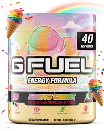 G Fuel Rainbow Sherbet Energy Drink Powder, Pre Cvičenie kofeín Mix pre Herné, bez cukru Focus Amino, Vitamín + Antioxidanty, 9.9oz (Rainbow Sherbet, 40 Servings)