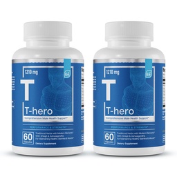Základné prvky T-Hero - Denná podpora testosterónu pre mužov - Podporuje vitality a pohon - s Ashwagandha, Shilajit, Boron, DIM - 60 Počet - 30 Služieb (2-Pack)