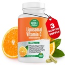 Lipozomálne vitamín C doplnok pilulky 1200 mg - vysoká absorpcia 180 vegánskych kapsúl Tuk Rozpustný VIT C, maximálna sila imunitného systému a kolagén posilňovač, slnečnicový lecitín