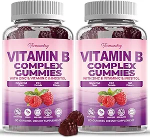 Vitamín B komplex bez cukru Gummy pre ženy - Vegan b vitamíny komplex s metylom B12, metylfolát - Plus vitamín C, zinok, inozitol - podporuje energiu, imunitné, zdravé vlasy, koža (120 počet)