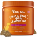 Zesty Paws Salmon Oil for Dogs Skin and Coat, Omega 3 Fish Oil Chews, Dog Allergy Relief Chews, Ich Relief Supplement, 90 Gróf, Salmon Flavor
