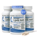 IMUNOVITES 3-Pack Stabilizovaná kyselina R-Alpha Lipoová ((Pravda)) 600 mg na podanie [[vysoká potencia & až 40x zvýšená absorpcia] (Na R-ALA) (Na R-LA) (Na R-Lipoát) (3 fľaše)